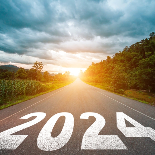 a road with trees next to it with 2024 written on the ground