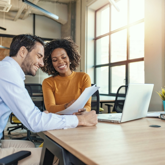Blue box to the left inside with green text "The Cleaning Authority" with a women smiling and holding glasses to the right