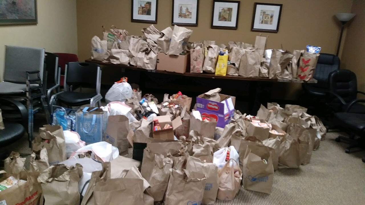 Donations collected for local foodbanks by the TCA Spokane team.